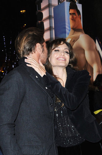 Brad Pitt whispered into Angelina Jolie's ear at the November 2010 Paris premiere of his animated film Megamind.
Brad Pitt whispered into Angelina Jolie's ear at the November 2010 Paris premiere of his animated film Megamind.