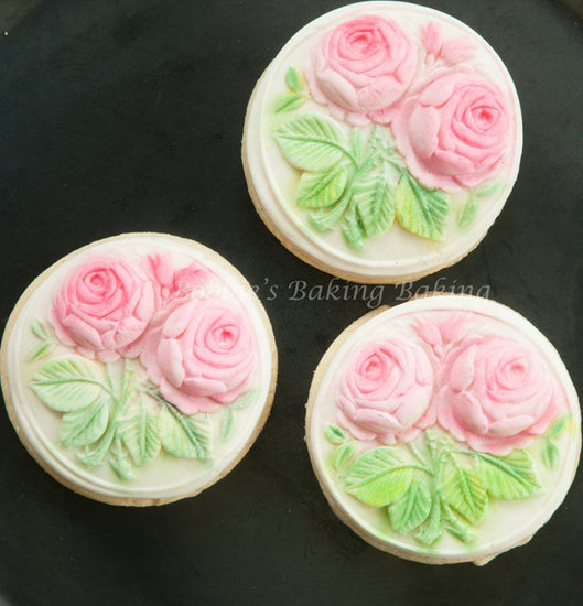 Roses and cherry Blossom Wedding Cookies