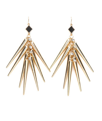 A mix between punk rock and ethnic glam, these spiky earrings are finished off with rhinestone accents and faux-leather triangles.
Charlotte Russe Spike Dangle Earrings ($6)
A mix between punk rock and ethnic glam, these spiky earrings are finished off with rhinestone accents and faux-leather triangles.
Charlotte Russe Spike Dangle Earrings ($6)