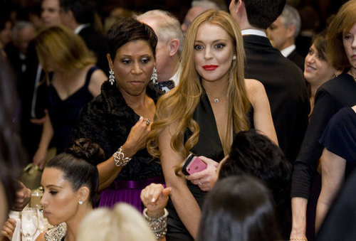 Lindsay Lohan wore a bright red lip to the event.
Lindsay Lohan wore a bright red lip to the event.
