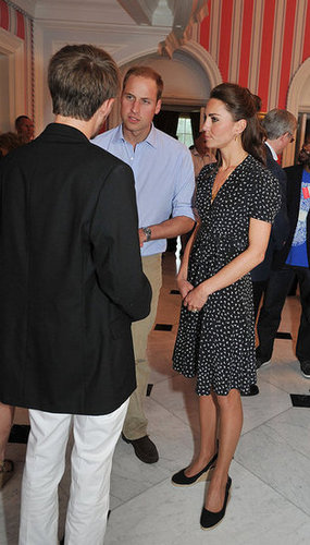 William and Kate made time to attend a youth reception at Rideau Hall in Ottawa during the first day of their Canadian tour in June 2011. Kate channeled a more casual vibe in a printed Issa dress and her LK Bennett wedges.
William and Kate made time to attend a youth reception at Rideau Hall in Ottawa during the first day of their Canadian tour in June 2011. Kate channeled a more casual vibe in a printed Issa dress and her LK Bennett wedges.