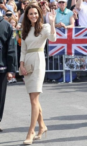 To accessorize, she wore her go-to nude LK Bennett pumps with her By Malene Birger dress.
To accessorize, she wore her go-to nude LK Bennett pumps with her By Malene Birger dress.