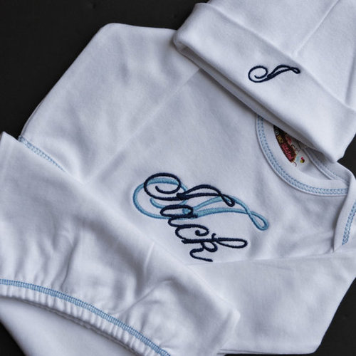 To Be Stitched Monogrammed Layette Set To Be Stitched Monogrammed Layette Set