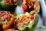 Enchilada Chicken & Quinoa Stuffed Bell Peppers