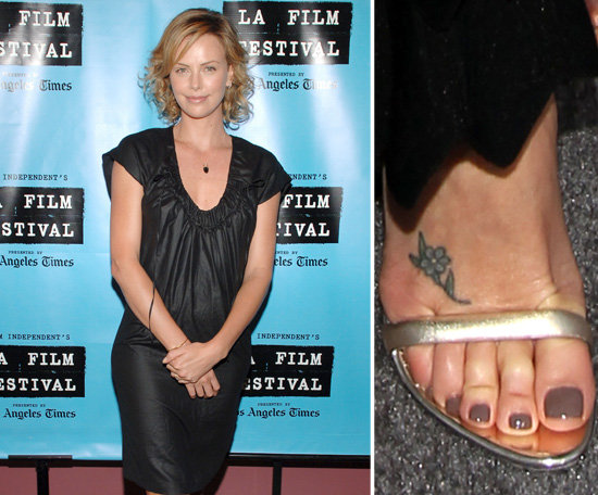 Charlize Theron sports a small flower on the top of her right foot.
Charlize Theron sports a small flower on the top of her right foot.