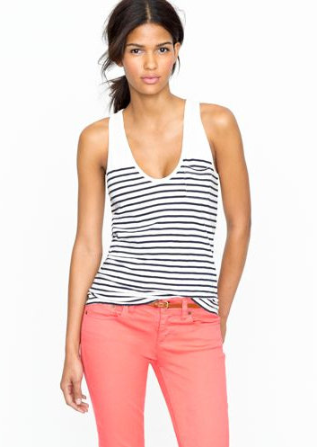 Airy, vintage slub cotton gets a preppy makeover with thin navy stripes.
J. Crew Vintage Cotton Pocket Tank ($)
Airy, vintage slub cotton gets a preppy makeover with thin navy stripes.
J. Crew Vintage Cotton Pocket Tank ($)