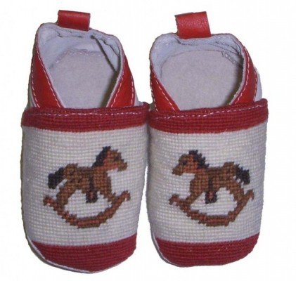 By Paige Needlepoint Rocking Horse Booties