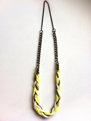Dita Braided Jersey & Gunmetal Chain Necklace