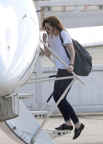 Kristen Stewart wore white sunglasses.
Kristen Stewart wore white sunglasses.