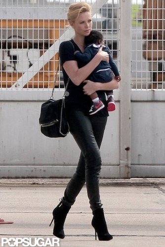 Charlize Theron boarded a private plane with Jackson.
Charlize Theron boarded a private plane with Jackson.