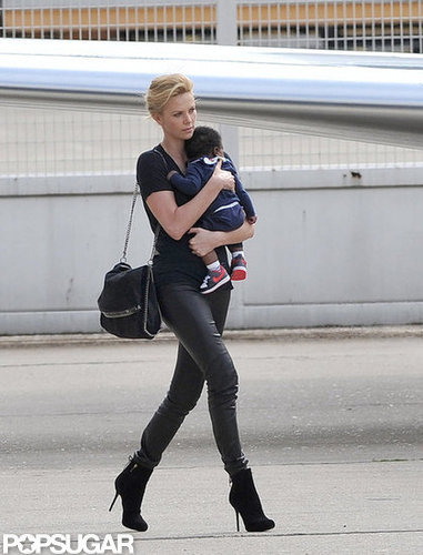 Jackson cuddled close to Charlize Theron.
Jackson cuddled close to Charlize Theron.
