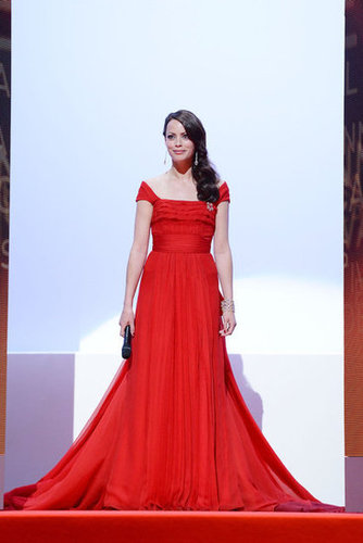 The festival's master of ceremonies Bérénice Bejo stunned in a red Louis Vuitton gown.
The festival's master of ceremonies Bérénice Bejo stunned in a red Louis Vuitton gown.