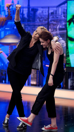 Kristen Stewart and Charlize Theron Play Games and Get Goofy in Spain Kristen Stewart and Charlize Theron Play Games and Get Goofy in Spain