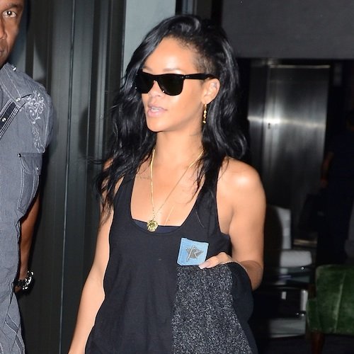 Rihanna Wears Orange Visor in LA