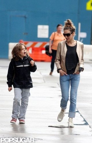 Sarah Jessica Parker walked James Wilkie Broderick to school wearing a gold jacket.
Sarah Jessica Parker walked James Wilkie Broderick to school wearing a gold jacket.
