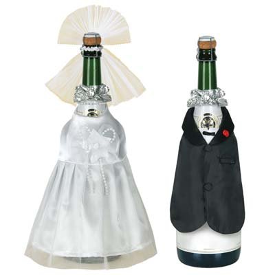 Bride & Groom Wine Bottle Covers