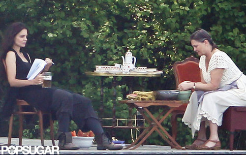 Katie Holmes and actress Cherry Jones ran a scene while shooting in Connecticut.
Katie Holmes and actress Cherry Jones ran a scene while shooting in Connecticut.