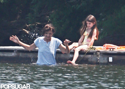 Katie Holmes helped Suri Cruise into a pond while taking a dip in Kent, CT.
Katie Holmes helped Suri Cruise into a pond while taking a dip in Kent, CT.