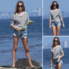 Rosie Huntington-Whiteley Striped Sweater and Shorts
