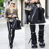 Karolina Kurkova Leather Leggings, High-Tops