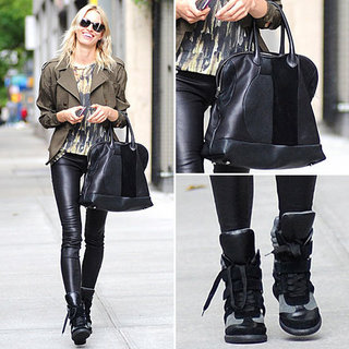 Karolina Kurkova Leather Leggings, High-Tops