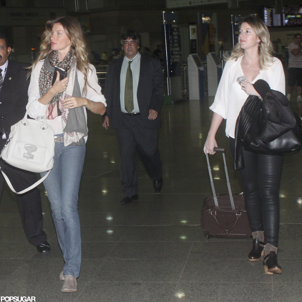 Gisele Bundchen traveled with her sister Patricia. Gisele Bundchen traveled with her sister Patricia.