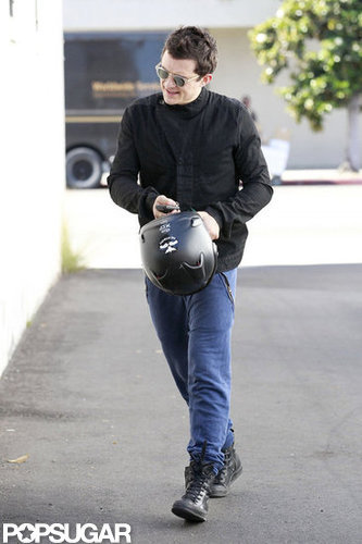 Orlando Bloom carried his helmet.
Orlando Bloom carried his helmet.