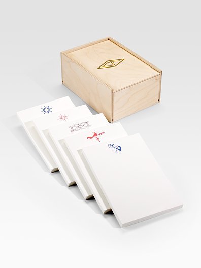 The Charles Fradin Home Nautical Notepad Set ($90) comes in a handsome wooden box.
The Charles Fradin Home Nautical Notepad Set ($90) comes in a handsome wooden box.