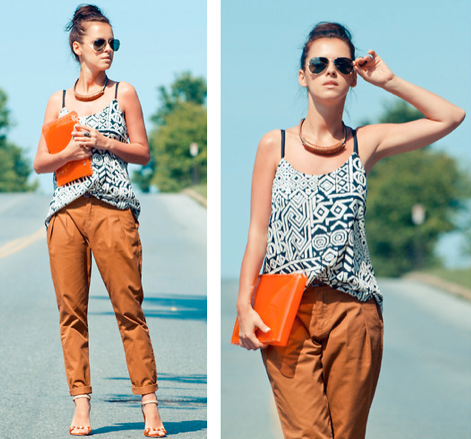Change up staple trousers with a tribal-print tank and jewels.
Photo courtesy of Lookbook.nu
Change up staple trousers with a tribal-print tank and jewels.
Photo courtesy of Lookbook.nu