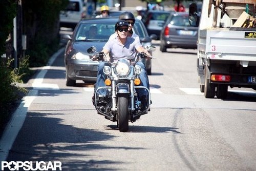 George Clooney went for a motorcycle ride with Stacy Keibler.
George Clooney went for a motorcycle ride with Stacy Keibler.