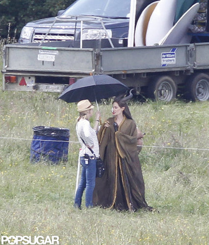 Angelina Jolie on the Maleficent set in England.
Angelina Jolie on the Maleficent set in England.