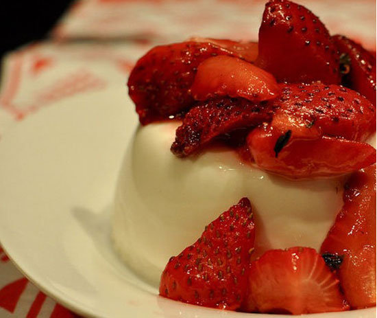 Roasted Strawberry Thyme Panna Cotta
