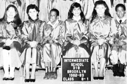 Jay-Z, third from the left, posed for his class photo.
Jay-Z, third from the left, posed for his class photo.