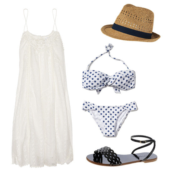 There's nothing like a classic take on poolwear. To channel your best version of Americana cool, try on this supercute polka-dot bikini with a breezy cotton LWD. You don't need much else in the way of flair — a straw fedora and sleek ankle-strap sandal prove polished accessories that won't overwhelm your minimalist poolside style.
Get the Look:
Zimmerman Devoted Broderie Anglaise Cotton Dress ($420)
Zara Crossed Band Polka Dot Bikini ($20)
Zara Polka Dot Bikini Briefs ($20)
Forever 21 Classic Straw Fedora ($13)
J.Crew Inez Patent Sandals ($98, originally $128)
There's nothing like a classic take on poolwear. To channel your best version of Americana cool, try on this supercute polka-dot bikini with a breezy cotton LWD. You don't need much else in the way of flair — a straw fedora and sleek ankle-strap sandal prove polished accessories that won't overwhelm your minimalist poolside style.
Get the Look:
Zimmerman Devoted Broderie Anglaise Cotton Dress ($420)
Zara Crossed Band Polka Dot Bikini ($20)
Zara Polka Dot Bikini Briefs ($20)
Forever 21 Classic Straw Fedora ($13)
J.Crew Inez Patent Sandals ($98, originally $128)