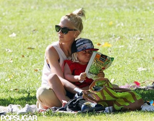 Gwen Stefani and Zuma Rossdale sat together in a park in LA.
Gwen Stefani and Zuma Rossdale sat together in a park in LA.