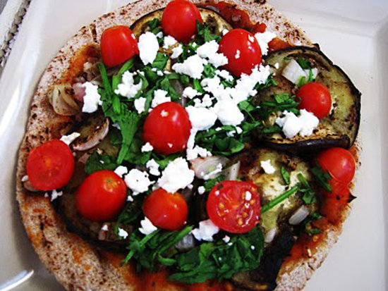 Eggplant, Spinach, and Goat Cheese Pizza Eggplant, Spinach, and Goat Cheese Pizza