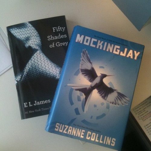 Fifty Shades of Grey and Mockingjay were POPSUGAR Video's "reference books" for work research. She wrote, "Someone's gotta do it!"
Fifty Shades of Grey and Mockingjay were POPSUGAR Video's "reference books" for work research. She wrote, "Someone's gotta do it!"