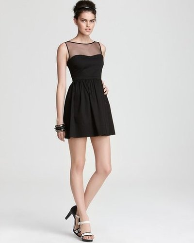 Aqua Dress - Cotton Sateen with Sheer Mesh Detail | Bloomingdale's