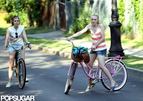 Dakota Fanning turned her bike around.
Dakota Fanning turned her bike around.