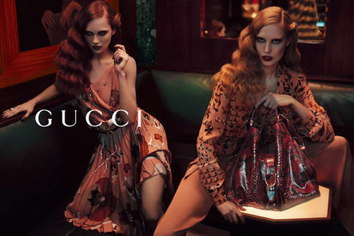 Fierce prints and even fiercer stares paint a moody picture for Gucci's Fall 2012 ads.
Fierce prints and even fiercer stares paint a moody picture for Gucci's Fall 2012 ads.