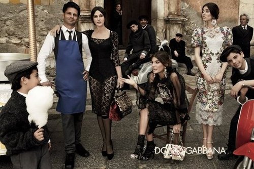 Monica Bellucci, Bianca Balti, and Bianca Brandolini model Dolce & Gabbana's baroque-inspired dresses.
Monica Bellucci, Bianca Balti, and Bianca Brandolini model Dolce & Gabbana's baroque-inspired dresses.