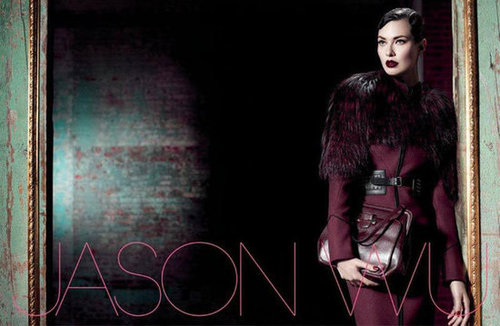 Shalom Harlow evokes an Old Hollywood-meets-military inspired feeling in Jason Wu's Fall ads.
Shalom Harlow evokes an Old Hollywood-meets-military inspired feeling in Jason Wu's Fall ads.