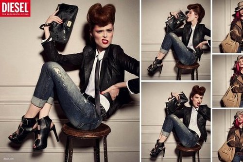 Coco Rocha gets silly in Diesel's denim wares.
Coco Rocha gets silly in Diesel's denim wares.