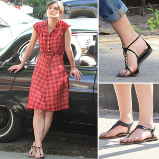 Shop Flat Embellished Chain Thong Sandals Like Keira Knightley