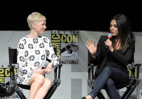 Mila Kunis spoke onstage with Michelle Williams at Comic-Con.
Mila Kunis spoke onstage with Michelle Williams at Comic-Con.