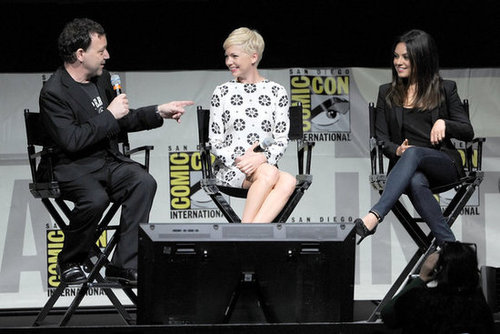Sam Raimi joked with Michelle Williams and Mila Kunis during a chat about Oz: The Great and Powerful at Comic-Con.
Sam Raimi joked with Michelle Williams and Mila Kunis during a chat about Oz: The Great and Powerful at Comic-Con.