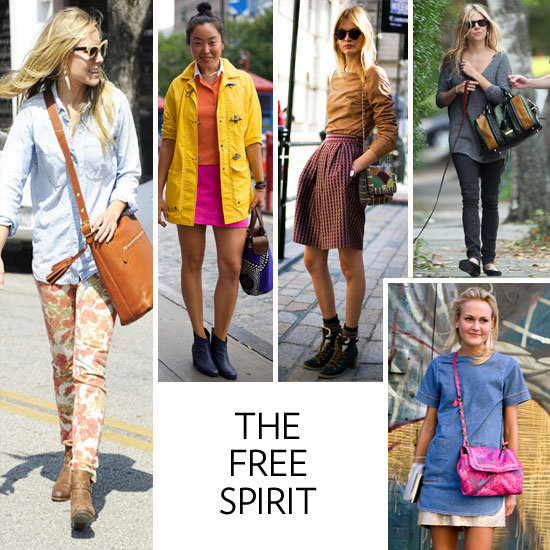Your bag is quirky, laden with bold colors, and holds its own against your already vibrant style. You carry a multicolored snakeskin from Proenza Schouler or a slouchy hand-woven cotton tribal-printed shoulder bag from Wayúu Taya — it's all about showcasing your inner (and outer) bohemian. What shines through most is your affinity to relaxed shapes, funky patterns, bright patchwork details, and let's face it — you'll never say "no" to a fun fringe addition. You're the girl that wishes she could have been front and center at Woodstock. You prefer the great outdoors to lavish metropolitan getaways, you'll never refuse a Grateful Dead listening party, and when in doubt, it's all about keeping your beauty outlook fresh-faced. Plus, celebs like Sienna Miller and Kristen Bell, as well as fashion industry insiders, also tote a more free-spirited kind of handbag as the ultimate boho touch.
The Bags You Love: Coach Legacy tassel bag, House of Harlow Jolie Taupe, Totem Salvaged leather-trimmed clutch, Marni vinyl tote, Missoni knitted satchel, and Wayúu Taya Mochilla.
Iconic Inspiration: Your mom in the 1970s, or more recently, Rachel Zoe, Kate Moss, Nicole Richie, and Sienna Miller are leading the free-spirited style tribe.
What's on Your iPod: The Strokes, Youth Lagoon, Blood Orange, The White Stripes, The Kills, and Florence + The Machine.
In this photo (clockwise from left): Kristen Bell, stylist Aya Kanai, London style-setter, Sienna Miller, and Mary-Kate Steinmiller
Your bag is quirky, laden with bold colors, and holds its own against your already vibrant style. You carry a multicolored snakeskin from Proenza Schouler or a slouchy hand-woven cotton tribal-printed shoulder bag from Wayúu Taya — it's all about showcasing your inner (and outer) bohemian. What shines through most is your affinity to relaxed shapes, funky patterns, bright patchwork details, and let's face it — you'll never say "no" to a fun fringe addition. You're the girl that wishes she could have been front and center at Woodstock. You prefer the great outdoors to lavish metropolitan getaways, you'll never refuse a Grateful Dead listening party, and when in doubt, it's all about keeping your beauty outlook fresh-faced. Plus, celebs like Sienna Miller and Kristen Bell, as well as fashion industry insiders, also tote a more free-spirited kind of handbag as the ultimate boho touch.
The Bags You Love: Coach Legacy tassel bag, House of Harlow Jolie Taupe, Totem Salvaged leather-trimmed clutch, Marni vinyl tote, Missoni knitted satchel, and Wayúu Taya Mochilla.
Iconic Inspiration: Your mom in the 1970s, or more recently, Rachel Zoe, Kate Moss, Nicole Richie, and Sienna Miller are leading the free-spirited style tribe.
What's on Your iPod: The Strokes, Youth Lagoon, Blood Orange, The White Stripes, The Kills, and Florence + The Machine.
In this photo (clockwise from left): Kristen Bell, stylist Aya Kanai, London style-setter, Sienna Miller, and Mary-Kate Steinmiller