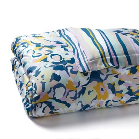 Diane von Furstenberg mixes stripes and florals in her Garden Sky Duvet Cover ($300 for queen).
Diane von Furstenberg mixes stripes and florals in her Garden Sky Duvet Cover ($300 for queen).