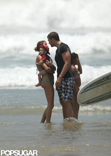 Tom Brady and Gisele Bündchen went in for a kiss while on vacation with his son Jack Moynahan in Costa Rica in April 2009.
Tom Brady and Gisele Bündchen went in for a kiss while on vacation with his son Jack Moynahan in Costa Rica in April 2009.