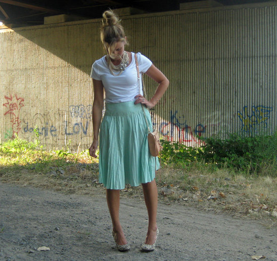 Pretty Pleats with a Vintage Necklace on Top